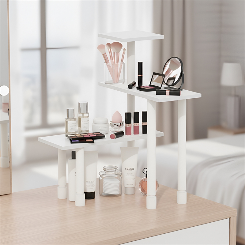 Furinno TURN-N-TUBE 3-Tier Adjustable Countertop Corner Organizer White