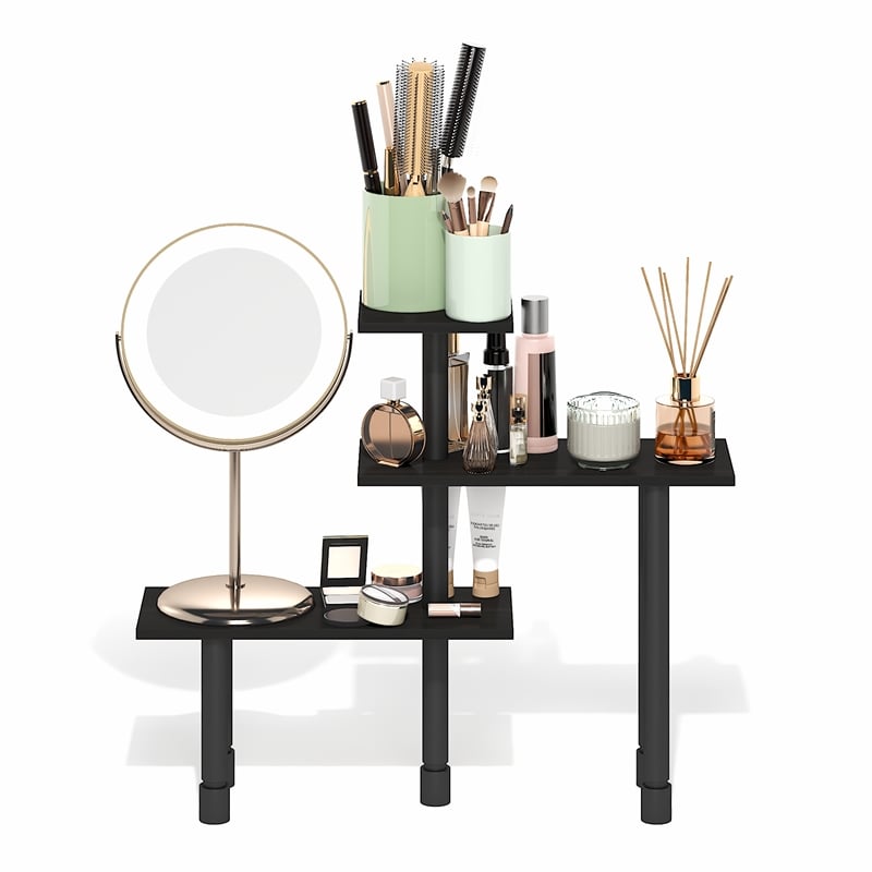 Furinno TURN-N-TUBE 3-Tier Adjustable Countertop Corner Organizer Espresso