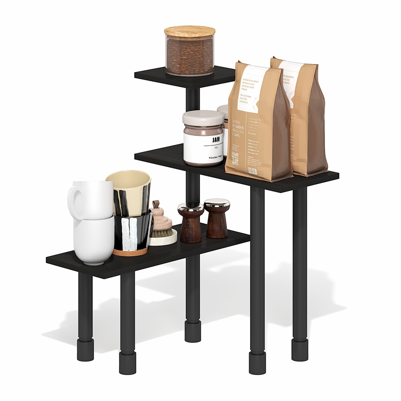 Furinno TURN-N-TUBE 3-Tier Adjustable Countertop Corner Organizer Espresso