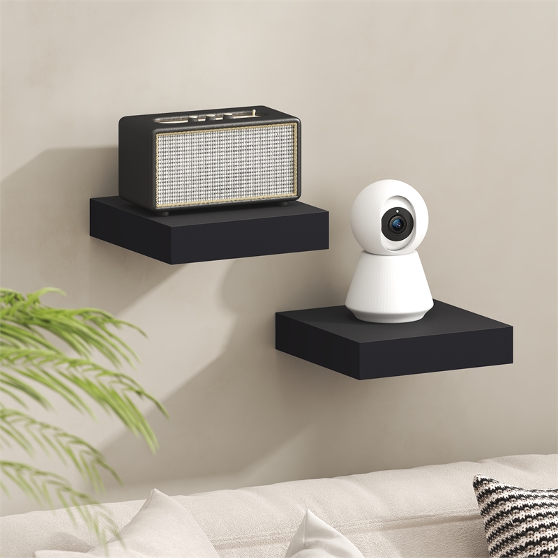 Furinno TANNA 9 x 9 2-in Thick Invisible Brackets Floating Shelves Americano