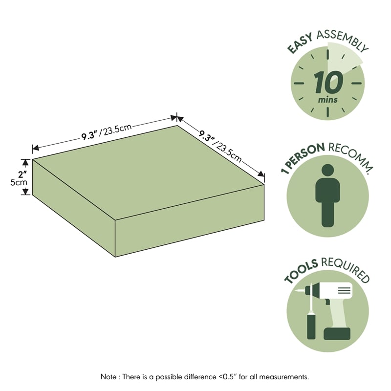 Furinno TANNA 9 x 9 2-in Thick Invisible Brackets Floating Shelves Americano