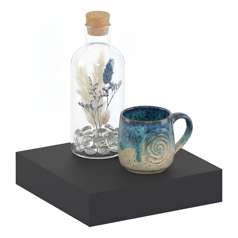 Furinno TANNA 9 x 9 2-in Thick Invisible Brackets Floating Shelves Americano