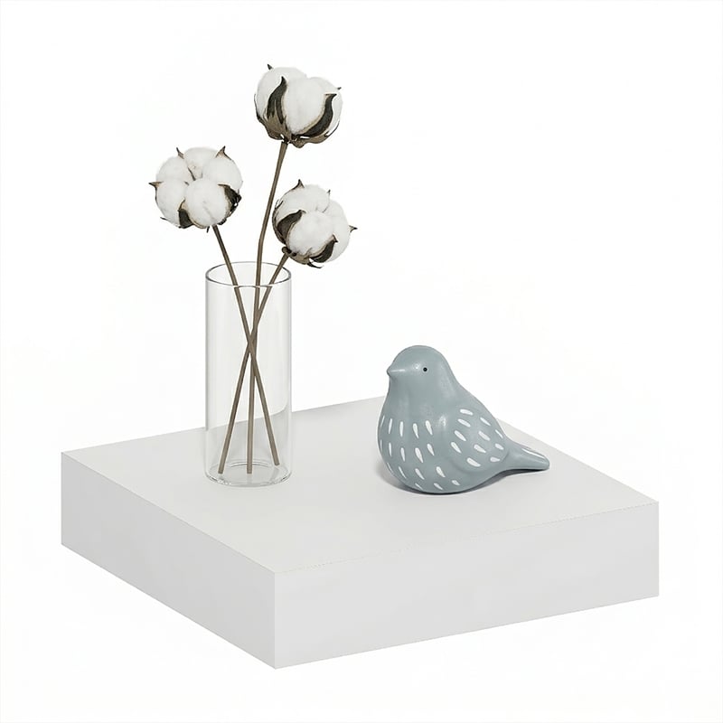 Furinno TANNA 9 x 9 2-in Thick Invisible Brackets Floating Shelves White