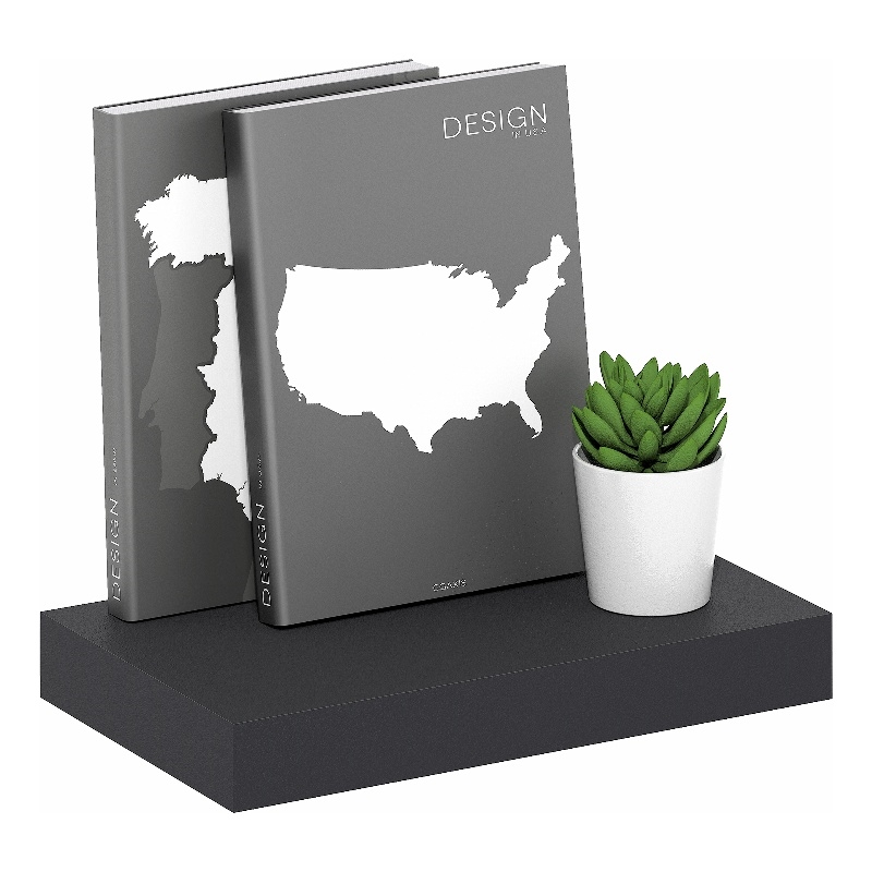 Furinno TANNA 9 x 16 2-in Thick Invisible Brackets Floating Shelves Americano