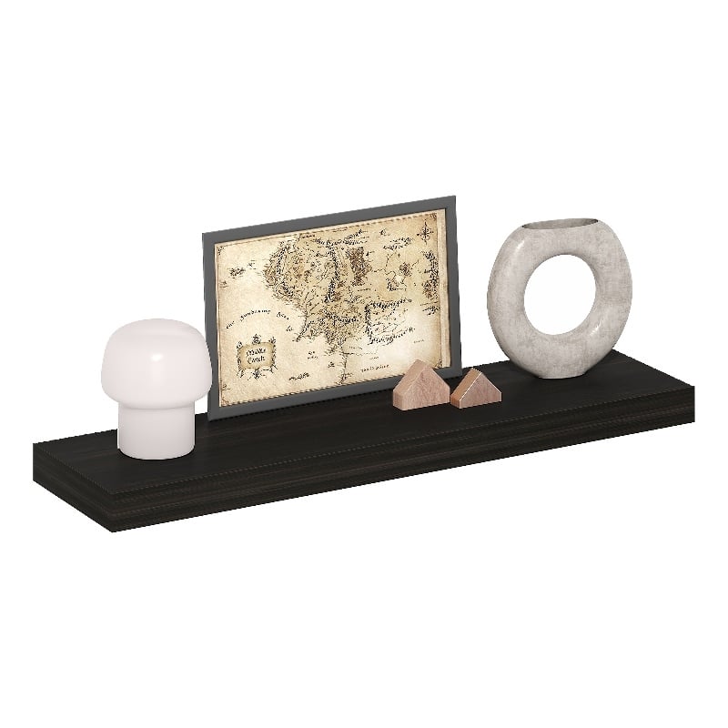 Furinno TANNA 9 x 35 2-in Thick Invisible Brackets Floating Shelves Tobacco Oak