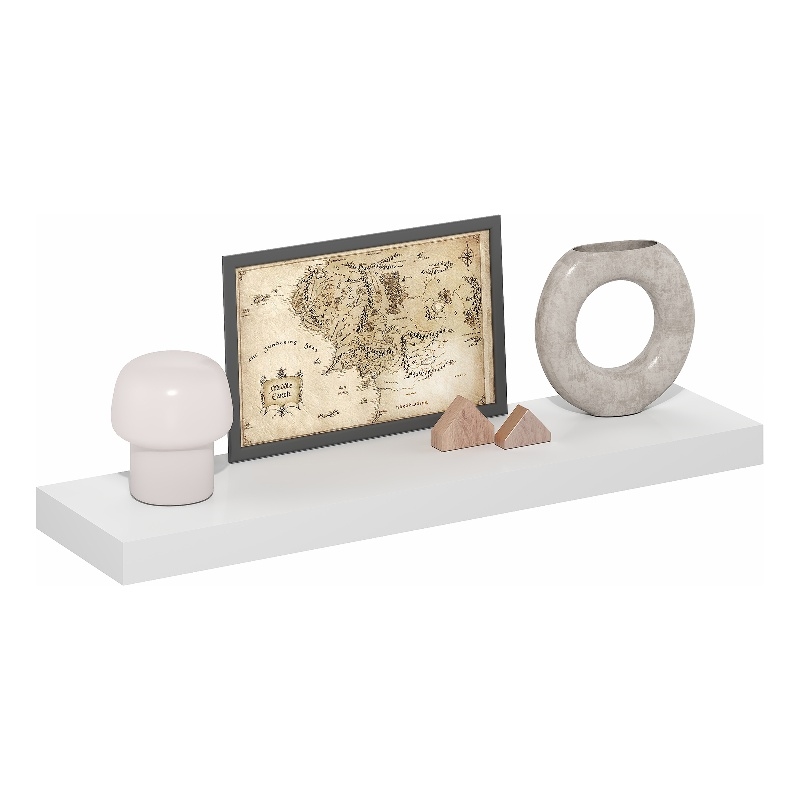 Furinno TANNA 9 x 35 2-in Thick Invisible Brackets Floating Shelves White