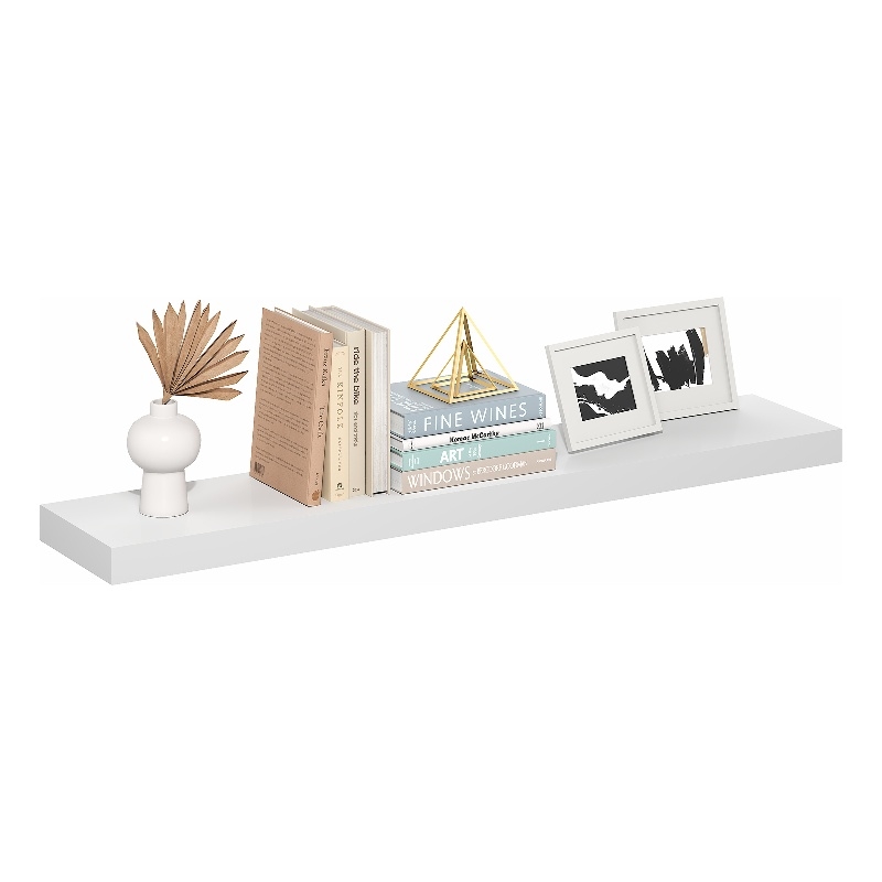 Furinno TANNA 9 x 47 2-in Thick Invisible Brackets Floating Shelves White