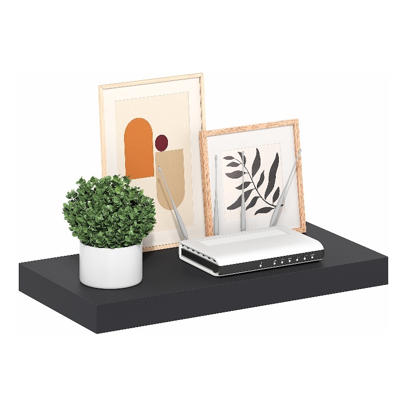 Furinno TANNA 12 x 24 2-in Thick Invisible Brackets Floating Shelves Americano