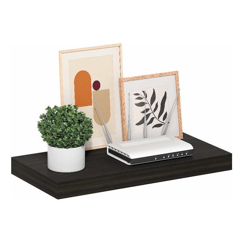 Furinno TANNA 12 x 24 2-in Thick Invisible Brackets Floating Shelves Tobacco Oak