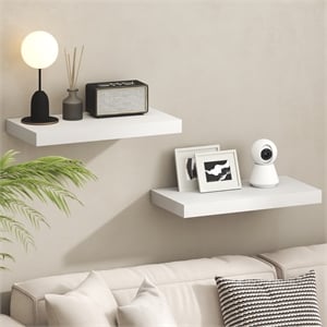 Furinno TANNA 12 x 24 2-in Thick Invisible Brackets Floating Shelves White