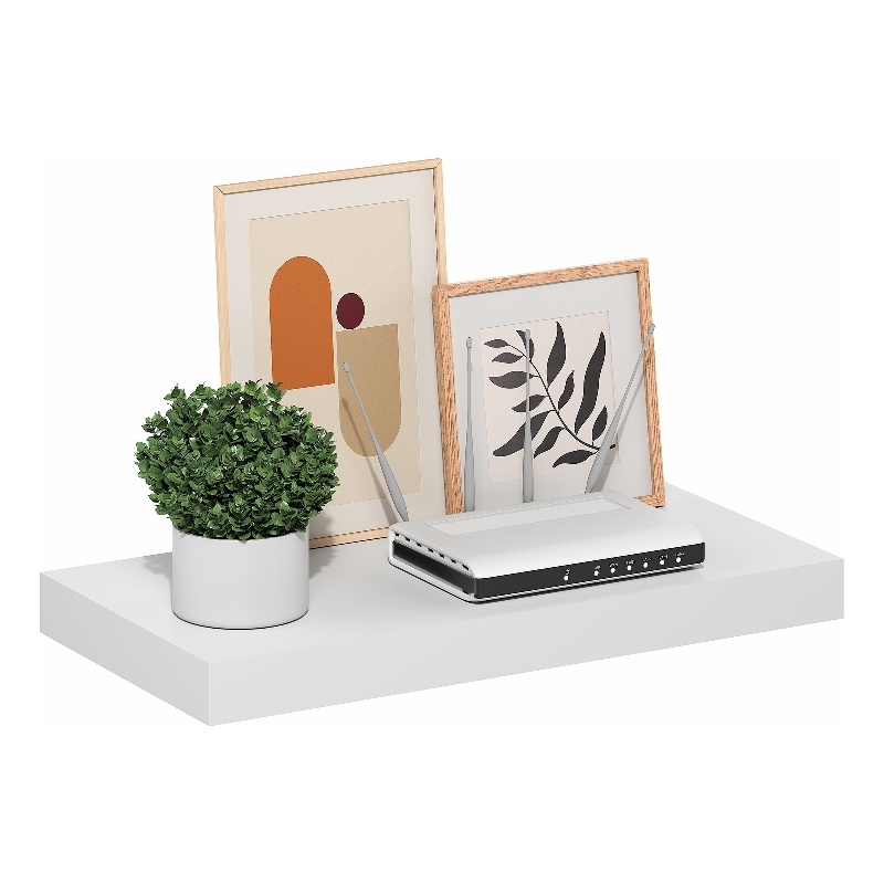 Furinno TANNA 12 x 24 2-in Thick Invisible Brackets Floating Shelves White