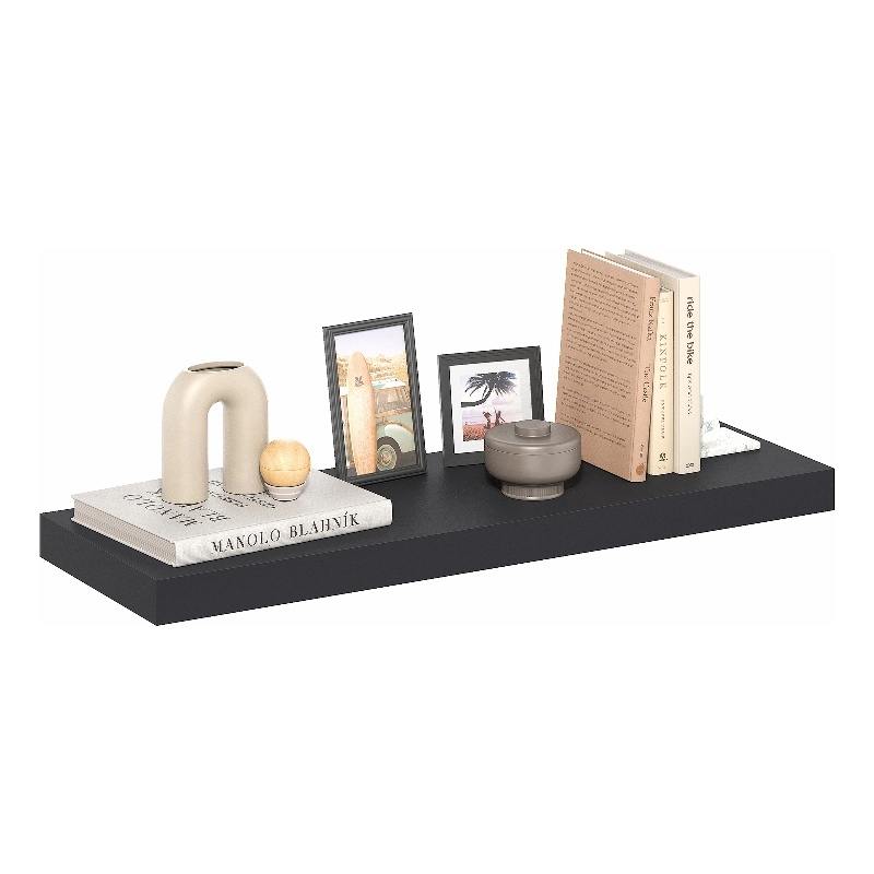 Furinno TANNA 12 x 35 2-in Thick Invisible Brackets Floating Shelves Americano