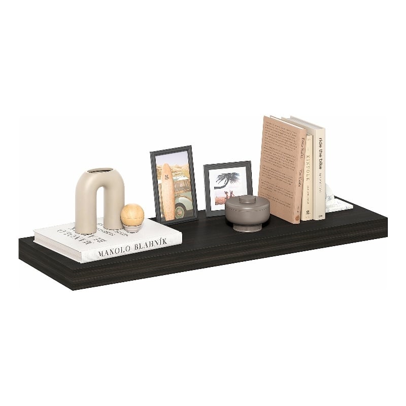 Furinno TANNA 12 x 35 2-in Thick Invisible Brackets Floating Shelves Tobacco Oak