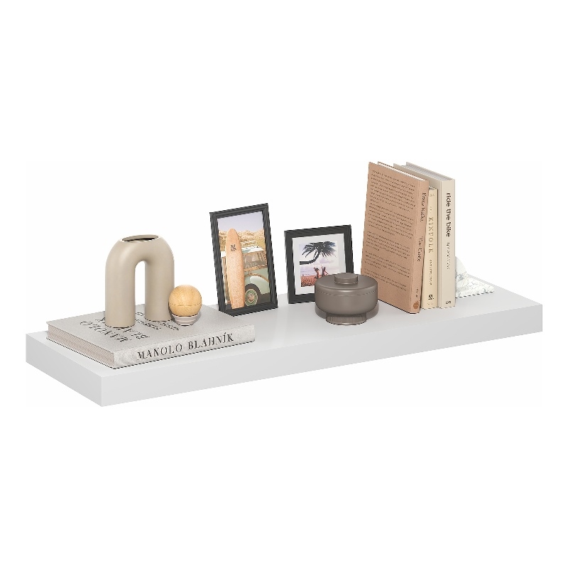 Furinno TANNA 12 x 35 2-in Thick Invisible Brackets Floating Shelves White