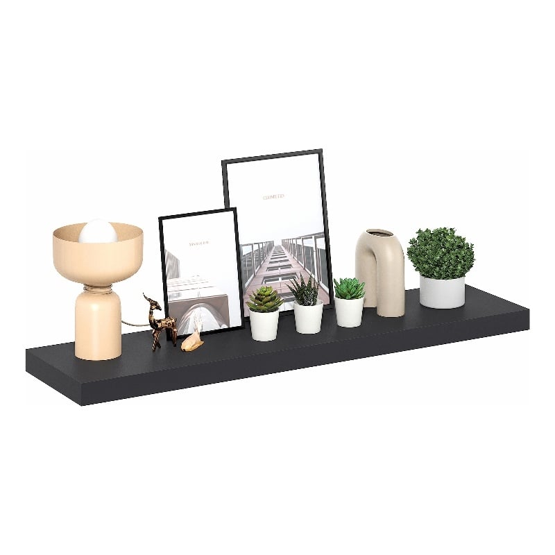 Furinno TANNA 12 x 47 2-in Thick Invisible Brackets Floating Shelves Americano