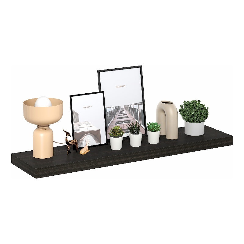 Furinno TANNA 12 x 47 2-in Thick Invisible Brackets Floating Shelves Tobacco Oak