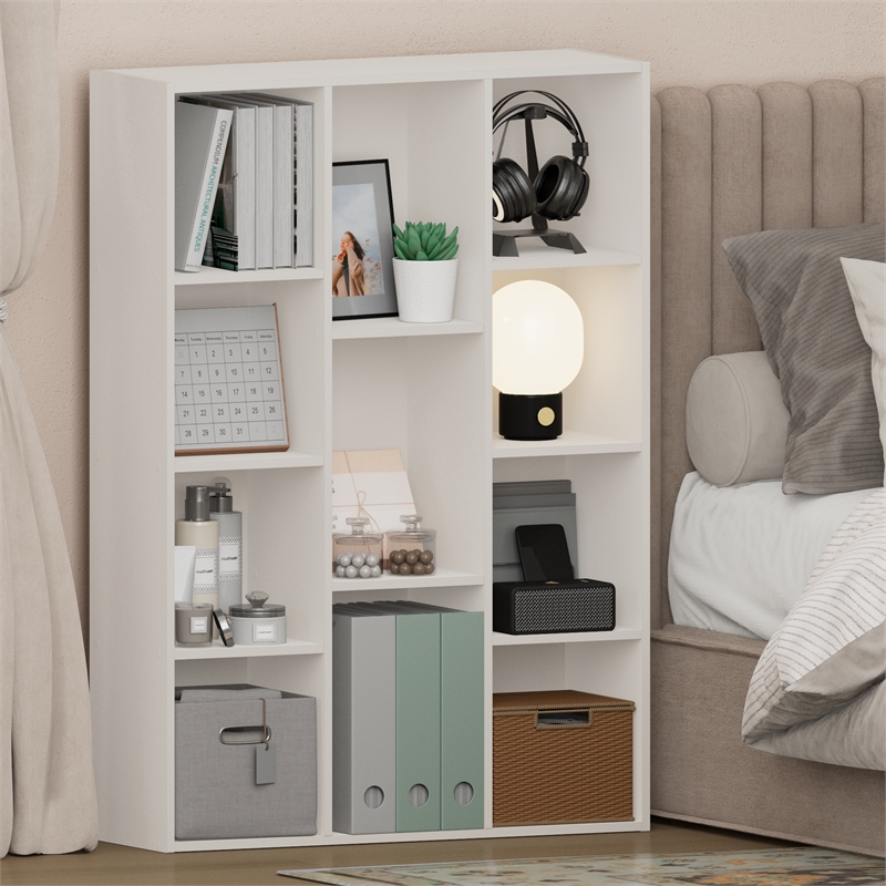 Furinno LUDER 11-Cube Closed Back Bookcase 9.4 x 29.1 x 41.7 Plain White