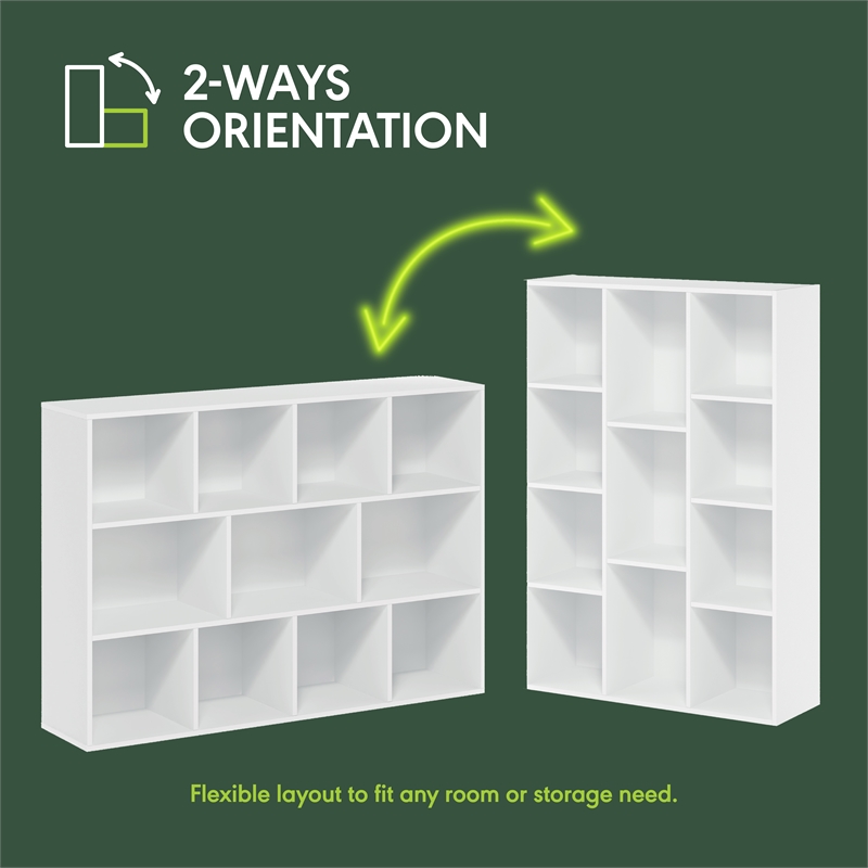 Furinno LUDER 11-Cube Closed Back Bookcase 9.4 x 29.1 x 41.7 Plain White