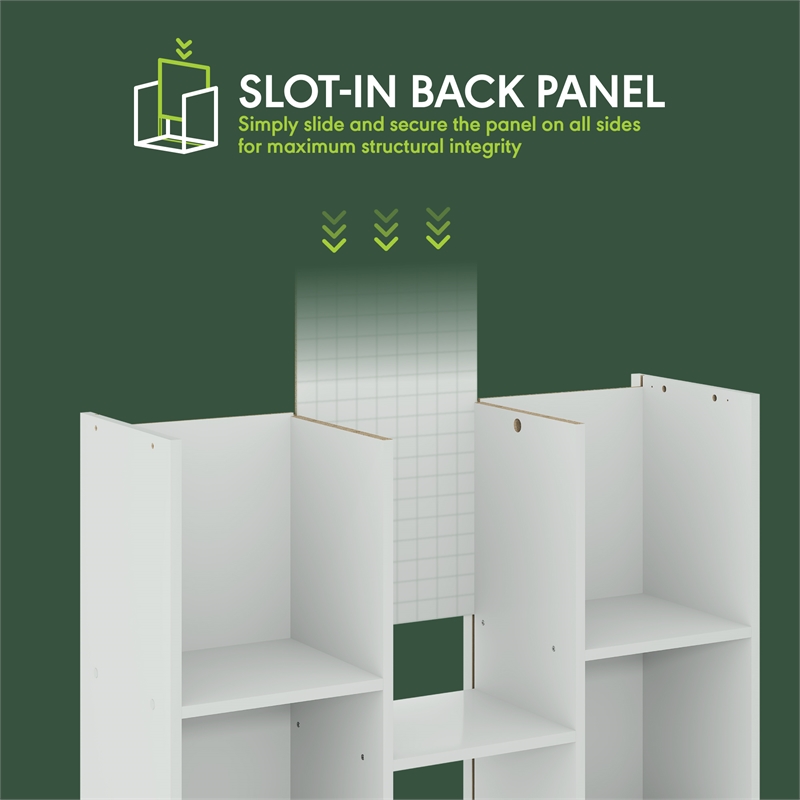 Furinno LUDER 11-Cube Closed Back Bookcase 9.4 x 29.1 x 41.7 Plain White