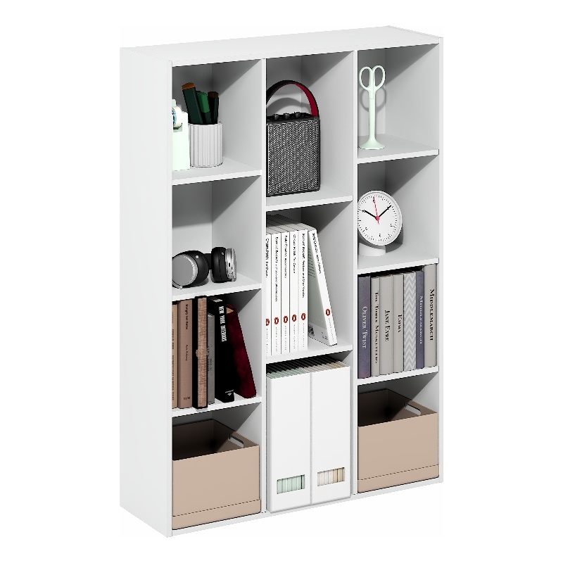 Furinno LUDER 11-Cube Closed Back Bookcase 9.4 x 29.1 x 41.7 Plain White