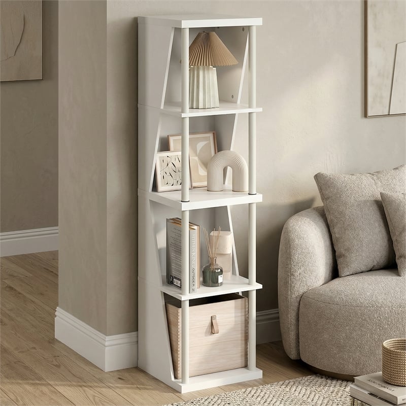 Furinno FLEXI 4-Cube Corner DIY Stackable Separable Display Bookcase White