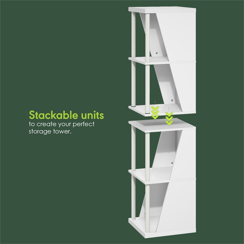 Furinno FLEXI 4-Cube Corner DIY Stackable Separable Display Bookcase White