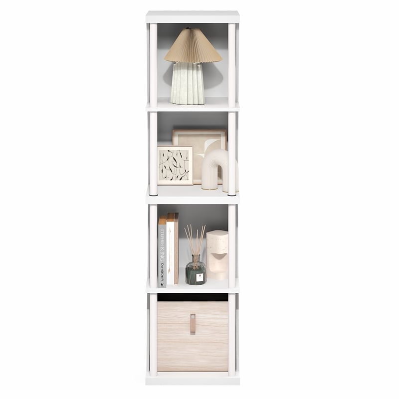 Furinno FLEXI 4-Cube Corner DIY Stackable Separable Display Bookcase White