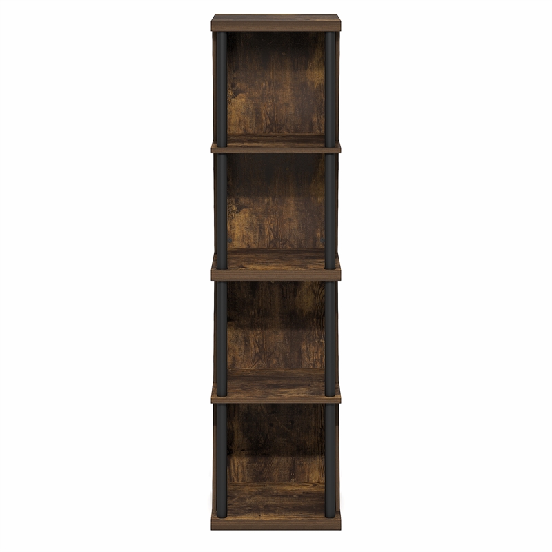 Furinno FLEXI 4-Cube Corner DIY Stackable Separable Display Bookcase Amber Pine