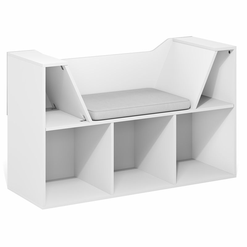 Furinno LOVA 5-Cube Bookshelf with Seat Cushion White