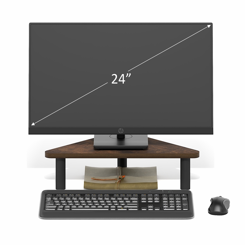 Furinno TURN-N-TUBE 19.6 Wide Triangle Corner Monitor Riser Amber Pine