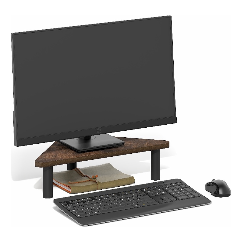 Furinno TURN-N-TUBE 19.6 Wide Triangle Corner Monitor Riser Amber Pine