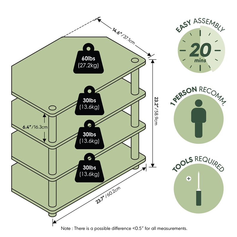 Furinno ECON 4-Tier Petite Corner Entertainment Center for 32