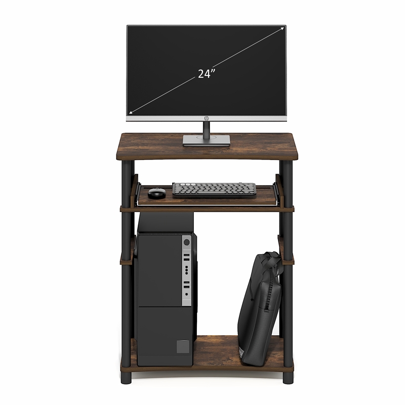 Furinno HOME 23.6 Wide Gaming Desk with Keyboard Tray Amber Pine