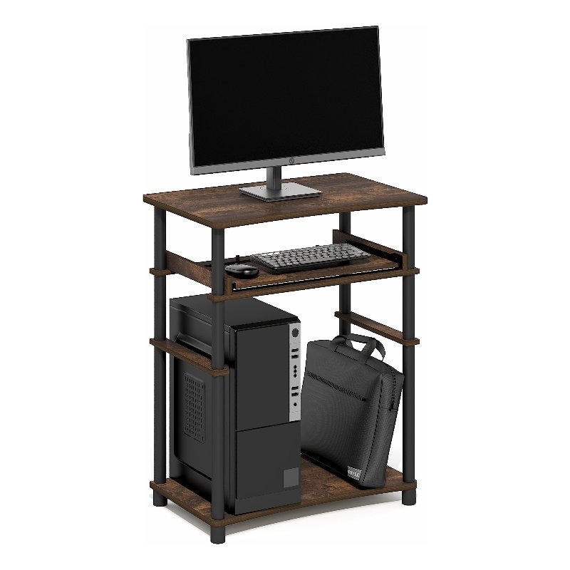 Furinno HOME 23.6 Wide Gaming Desk with Keyboard Tray Amber Pine