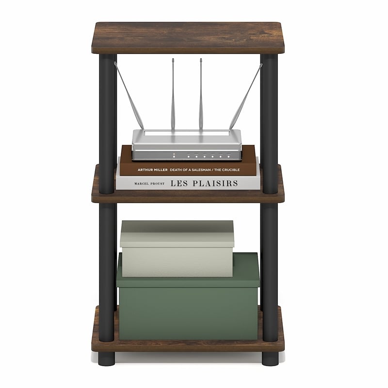 Furinno TURN-N-TUBE 3-Tier Open Frame Corner Shelf Amber Pine