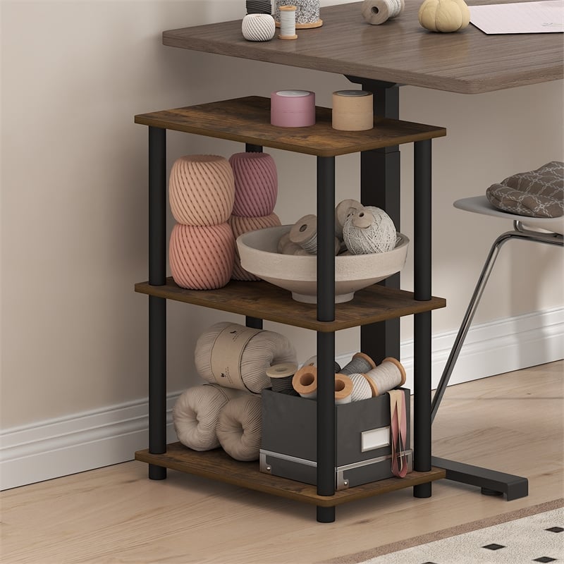 Furinno TURN-N-TUBE 3-Tier Open Frame Book Shelf Amber Pine