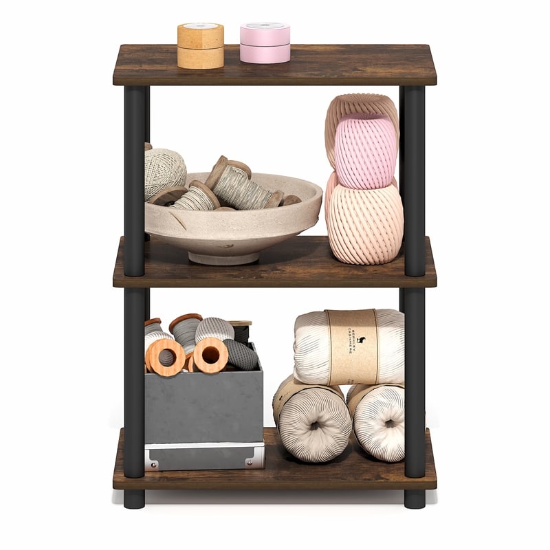 Furinno TURN-N-TUBE 3-Tier Open Frame Book Shelf Amber Pine