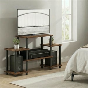 Furinno TURN-N-TUBE 6-Shelf Entertainment Center for TVs up to 32&quot Amber Pine