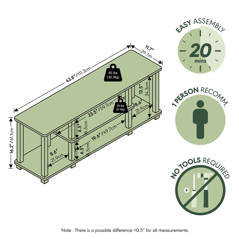 Furinno TURN-N-TUBE 3-Tier Entertainment Center for TVs up to 50