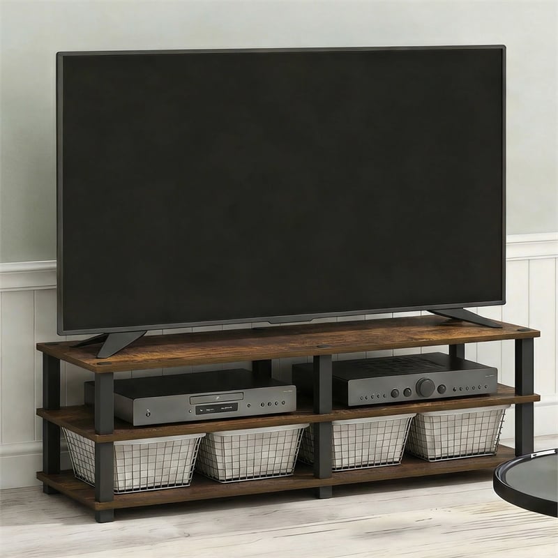 Furinno TURN-N-TUBE 3-Tier Entertainment Center for TVs up to 46