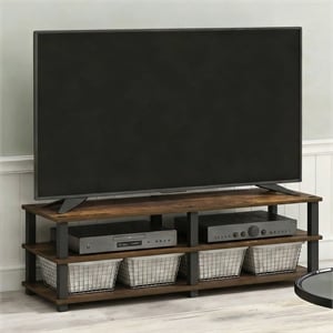 Furinno TURN-N-TUBE 3-Tier Entertainment Center for TVs up to 46&quot Amber Pine