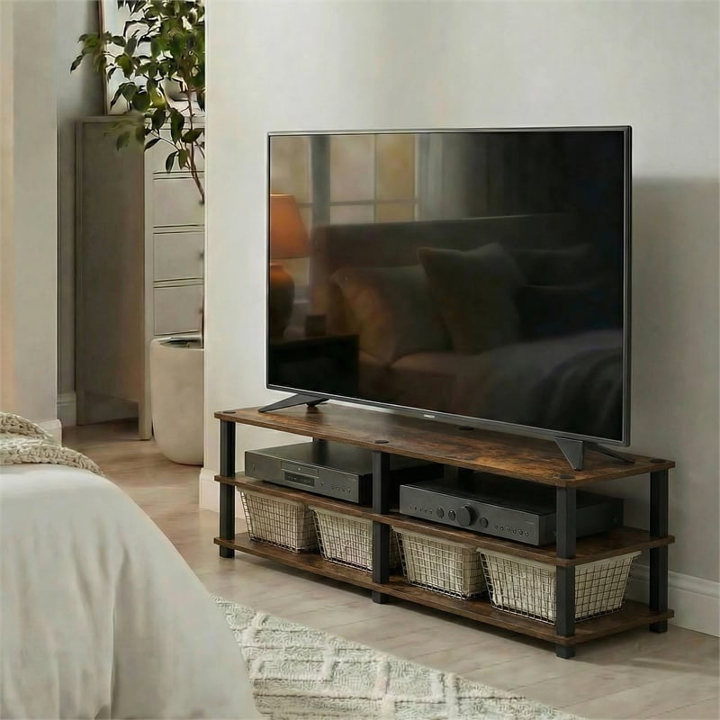 Furinno TURN-N-TUBE 3-Tier Entertainment Center for TVs up to 46