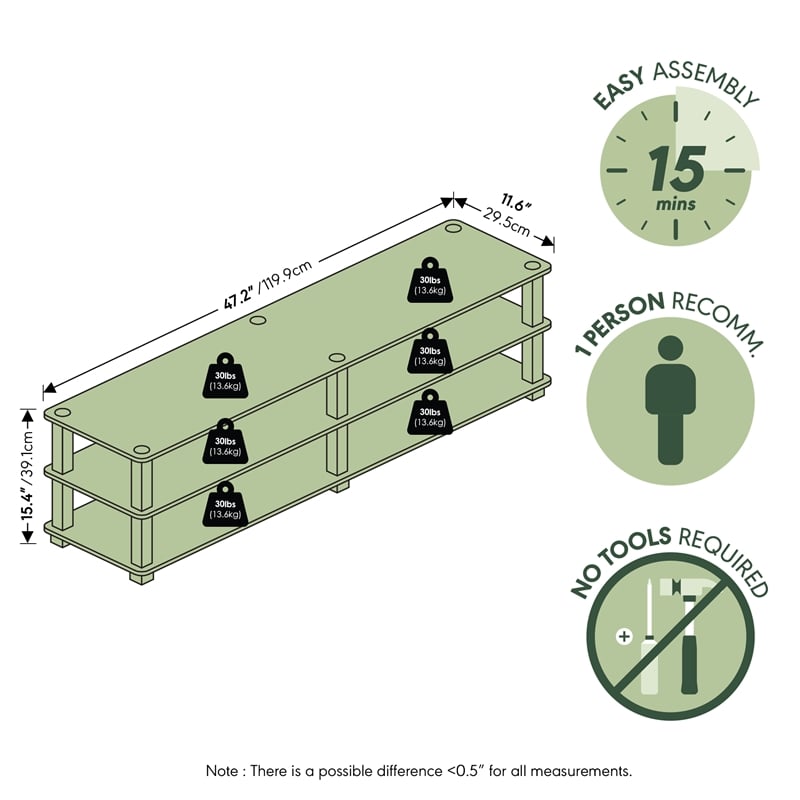 Furinno TURN-N-TUBE 3-Tier Entertainment Center for TVs up to 46