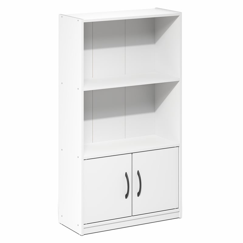 Furinno GRUEN 3-Tier Open Shelf and Doors Bookcase 9.3 x 21.8 x 39.5 White