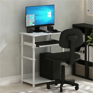 Furinno HOME 23.6 Wide Gaming Desk with Keyboard Tray White