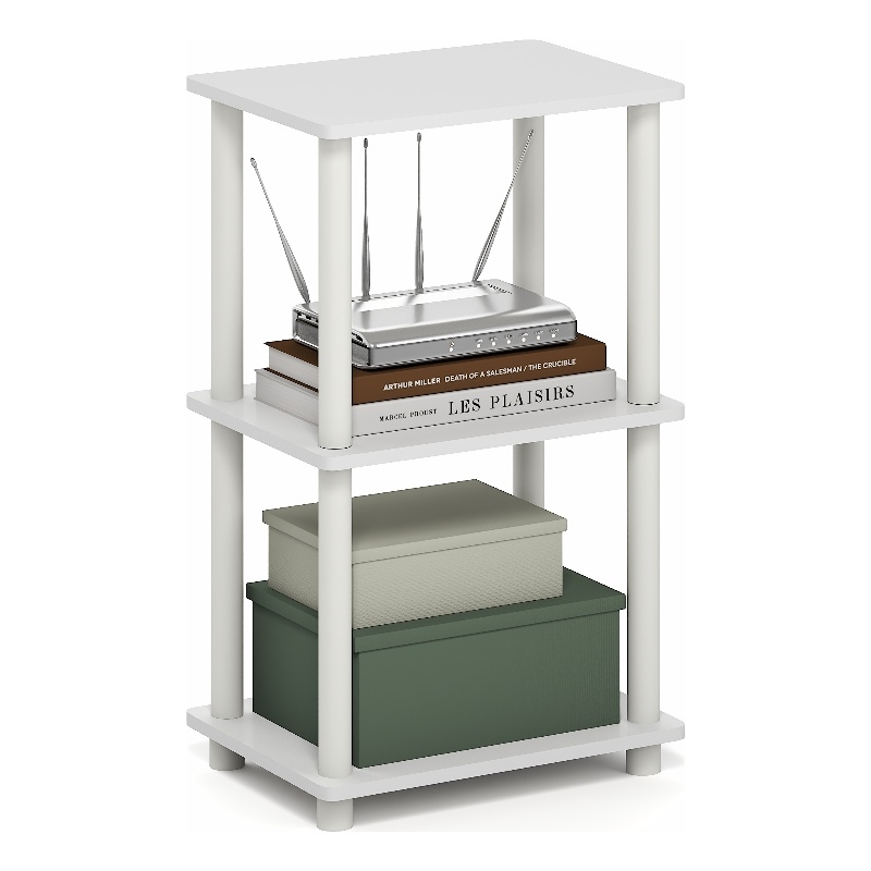 Furinno TURN-N-TUBE 3-Tier Open Frame Corner Shelf White
