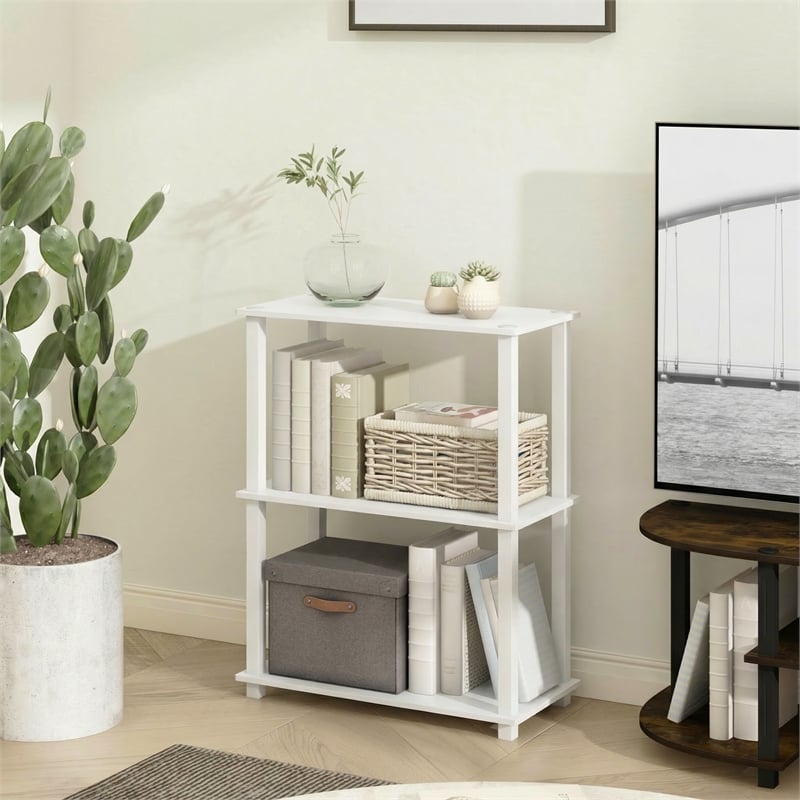 Furinno TURN-S-TUBE 3-Tier Open Frame Corner Shelf White