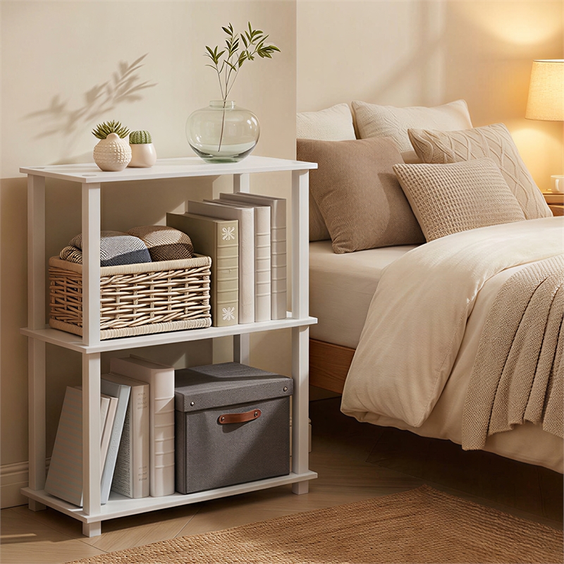 Furinno TURN-S-TUBE 3-Tier Open Frame Corner Shelf White