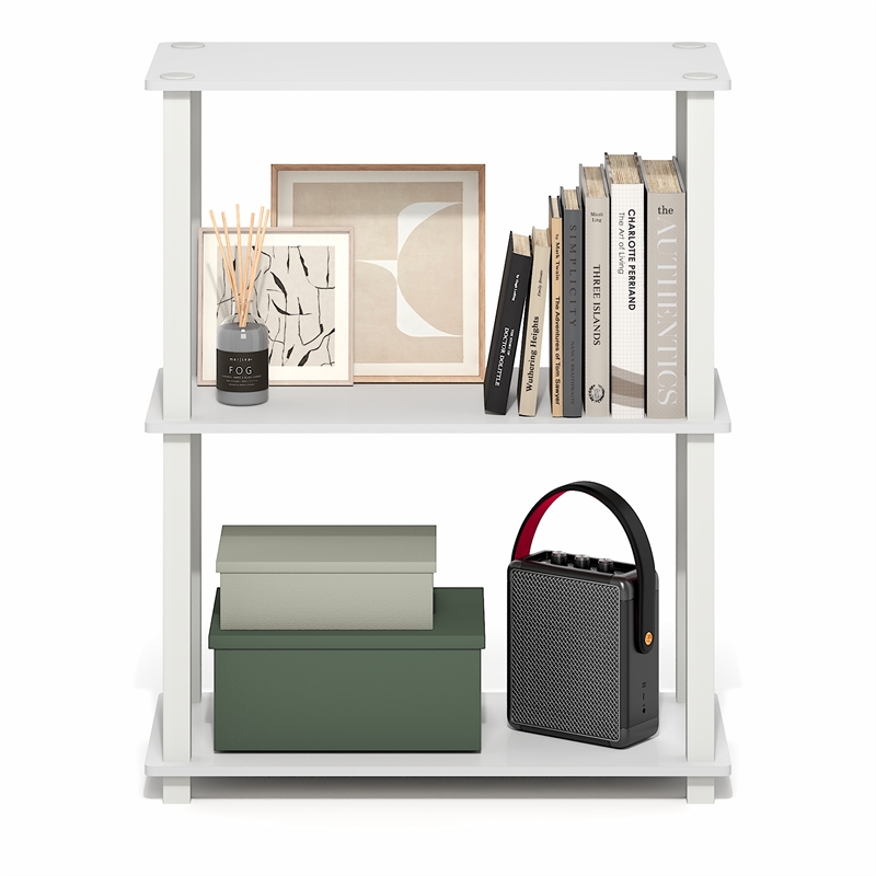 Furinno TURN-S-TUBE 3-Tier Open Frame Corner Shelf White