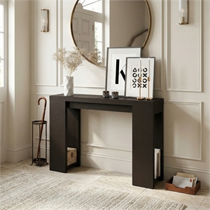 Furinno ARA 47-Inch Narrow Console Table with Bottom Shelf  Black Dark Oak